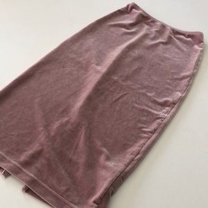 Velvet blush colored pencil skirt